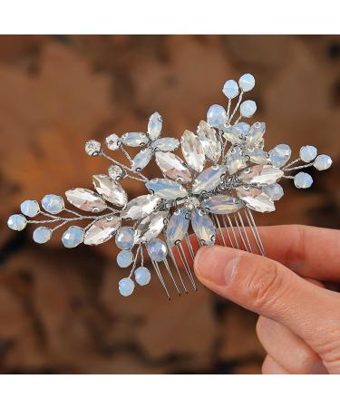 Zoestar Bridal Wedding Hair Comb Silver Rhinestone Headpiece Bridal Pearl Hair Accessories for Women and Girls