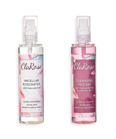 ClaRose 100% Vegan Micellar Water 150ml with Hyaluronic Acid and Deep Cleaning Face Gel 150ml