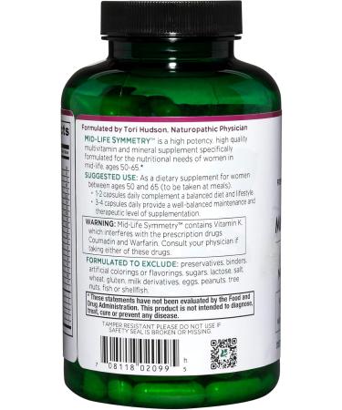 Vitanica - Mid-Life Symmetry 50-65 High Potency Multivitamin and Mineral Vegan 180 Capsules Lady - 180 Capsules - Buy Online on GoSupps.com