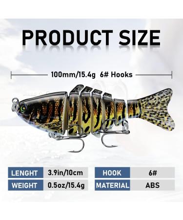 Multi Jointed Fish Fishing Lures 3 Pack - Slow Sinking Swimbait for Bass Trout in Freshwater and Saltwater - Lifelike Crankbaits Kit - Buy Online on GoSupps.com