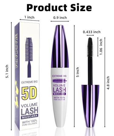 Black 5D Telescopic Mascara - Waterproof Smudge-Proof Long Lasting Volume for Eyelashes | Perfect for Cosplay | Fast Drying & Non-Clump Curling Mascara 01# Black - Buy Online on GoSupps.com