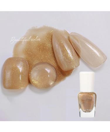 Nude Nail Polish Shimmering Mermaid Golden Shell Spiral Holographic Shimmer Quick Dry Nail Varnish Shining Sparkling Long Lasting No Need Cure DIY Nail Art Manicure Birthday Gift for Women & Girls - Buy Online on GoSupps.com