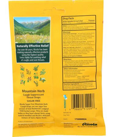 Ricola Sugar Free Throat Drops Original Swiss Herb - 19 ct (Pack of 2) - Buy Online on GoSupps.com