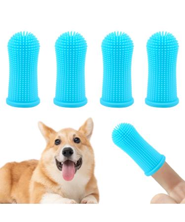 4 Pcs Dog Finger Toothbrush Nontoxic Silicone Dog Toothbrush Finger 360 Full Surround Cat Toothbrush Finger Toothbrush Dog for Dog Cat Puppy Pet Dental Care Health (Green)