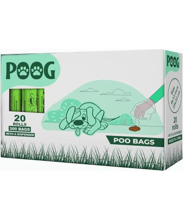 POOG Total 300 Count (Pack of 20 Rolls) Biodegradable Dog Poo Bags Lavender Scented Extra Strong Thick and Guaranteed Leak Proof included 1 Adjustable Dispenser - Buy Online on GoSupps.com