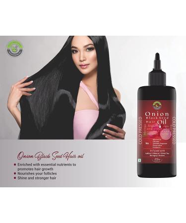 Organic Onion Black Seed Hair Oil - 100% Natural (8.45 fl oz / 250 ml) | Promotes Long, Lustrous & Shiny Hair | No Mineral Oil - Buy Online on GoSupps.com