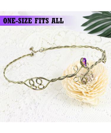 ZJIVQO Forehead Headbands Iron Circlet for Women Woven Forehead Band Crystals Tiaras Hair Band Gold Hair Hoop with Jewels Crystal Rhinestone Wedding Head Band Princess Crown Headband Tiara Purple - Buy Online on GoSupps.com
