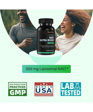 HappieVita Liposomal NAD+ with Resveratrol - NMNH Supplement Alternative - High Purity NAD Supplement for Anti-Aging Energy Focus - 60 Capsules - Buy Online on GoSupps.com