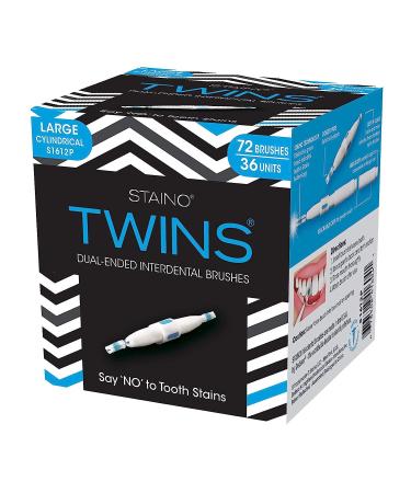 Staino Twins Interdental Brush Dual-Ended Travel Models  Cylindrical (36 2-Brush Units - Total 72 Brushes) Large/Cylindrical 36 - Buy Online on GoSupps.com