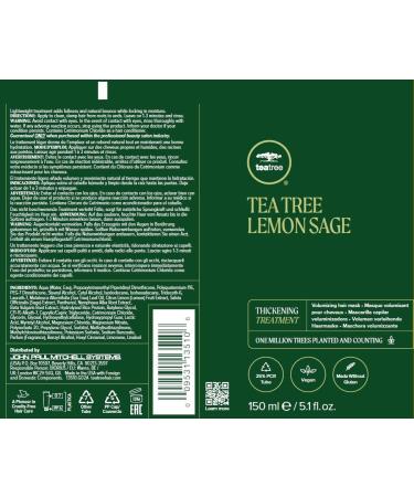 Tea Tree Lemon Sage Volumizing Hair Mask - Thickening Treatment for Fine Hair (5.1 oz) | International Shipping Available - Buy Online on GoSupps.com