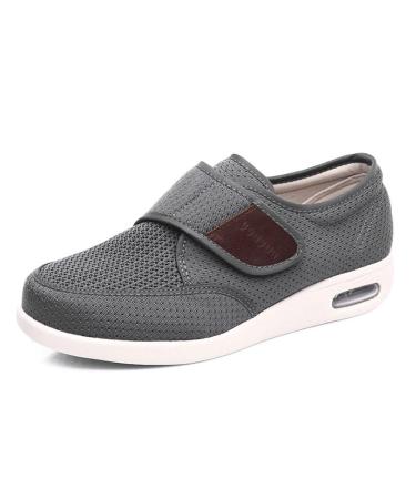 Yytcsjz Diabetic Shoes for Man Swollen Feet Diabetic Edema Boots Slippers Unisex Adjustable Surgical Orthopaedic Shoe for Edema Arthritis Fasciitis Swollen Feet 8.5 Grey