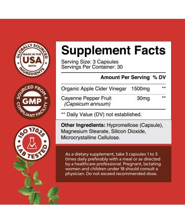 Cleansing Apple Cider Vinegar Capsules - ACV Cleanse and Detox Pills for Gut and Digestive Health with Slimming Cayenne - Extra Strength ACV Capsules for Gut Cleanse and Full Body Detox (30 Servings) - Buy Online on GoSupps.com