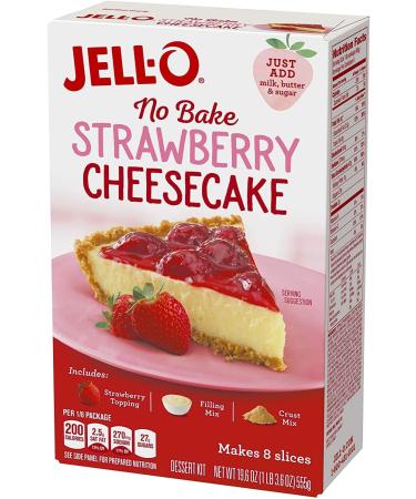 Jell-O Strawberry No Bake Cheesecake Dessert Kit (19.6 oz Box) - Buy Online on GoSupps.com