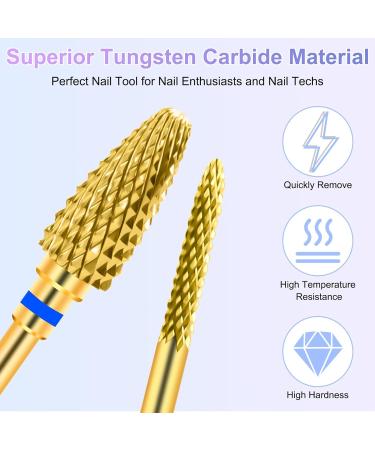 CGBE Nail Miller Attachments - 2 Pcs Wolframcarbid Bits for Gel Acrylic Nails | Medium Grain Gold Milling Cutter 3/32 | Manicure & Pedicure Tools - Buy Online on GoSupps.com