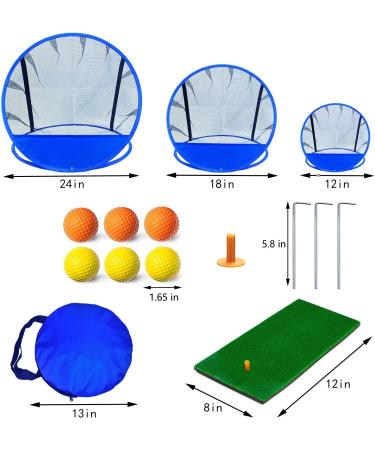 Santa Casa Golf Chipping Practice Net Set - 3 Sizes, Training Equipment with Foam Balls, Hitting Mat, Metal Piles, Carrying Bag - Indoor/Outdoor Target System - Buy Online on GoSupps.com