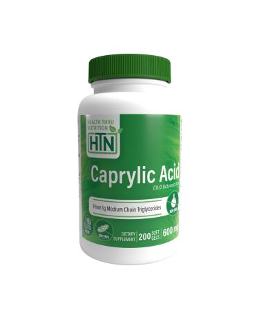 Health Thru Nutrition Caprylic Acid MCT Softgels, 600mg (Pack of 200)