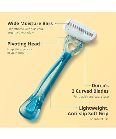 Dorco EVE 3 Women's Disposable Razors | Smooth Touch with Moisture Bar | 3 Blades for a Smooth Shave | Multipurpose Hair Remover | 1 Pack (3 Count) - Buy Online on GoSupps.com