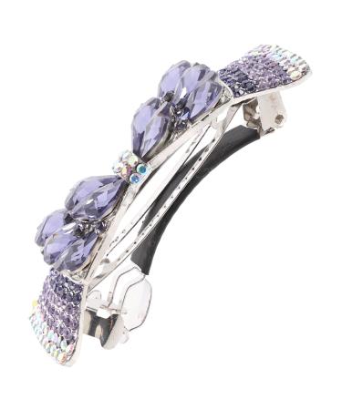 DOITOOL Purple Crystal Hairpin for Women on Back of Head Bridesmaid Hair Clip Hairpins Glitter Hairpin Hair Decoration Hair up Spring Clip Decorate Hair Accessories Miss Top Clip Metal