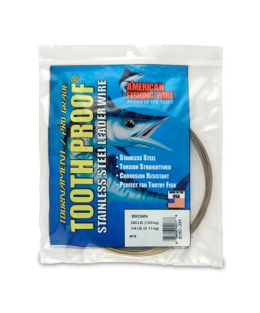 AFW #15 Tooth Proof Stainless Steel Single Strand Leader Wire, 240 lb Test, Camo, 75.5ft