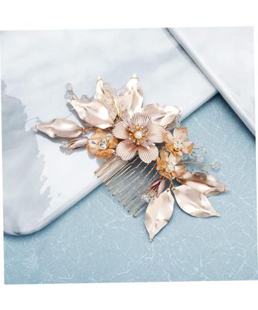 Angoily Golden Flower Hair Comb Bridal Headpiece Crystal Bridal Hair Clips Hair Accessory for Women Combs for Women Crystal Bridal Hair Barrette Tiara Veil Bride European and American - Buy Online on GoSupps.com