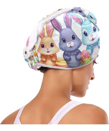 Buy Colorful Easter Rabbits Hair Towel 2 Pack - Super Absorbent Quick Dry Hair Turbans for Women & Girls - Ideal Travel Accessory - Buy Online on GoSupps.com
