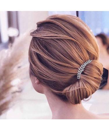 Aneneiceera Bride Wedding Crystal Hair Comb Clip Silver Hair Side Combs Leaf Hair Comb Rhinestone Headpieces Bride Hair Piece bridesmaid Hair Accessories for Women and Lady Girls(Silver) - Buy Online on GoSupps.com