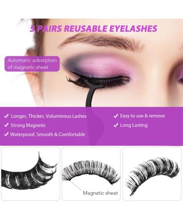Russian Volume Magnetic Lashes | DD Curly Reusable False Eyelashes & Eyeliner Kit - International Shipping - Buy Online on GoSupps.com