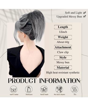 colorfulpanda Claw Clip Short Ponytail Hair Extensions Messy Bun Clip in Hair Scrunchies Natural Straight Synthetic Hairpiece Hair Chignons black gray for Women Gray mix black - Buy Online on GoSupps.com