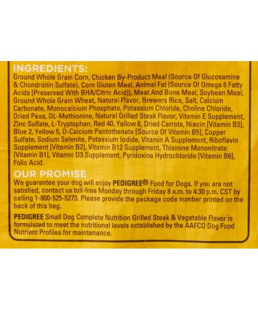 Pedigree Small Breed Adult Dry Dog Food 14 lb - Chicken & Steak Flavor - Buy Online on GoSupps.com