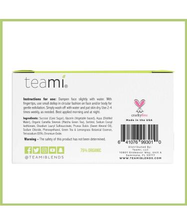 Teami Matcha Green Tea Facial Scrub - Organic Exfoliating Sugar Scrub for Face & Body - USA Made, Non-Greasy with Lemongrass - Buy Online on GoSupps.com