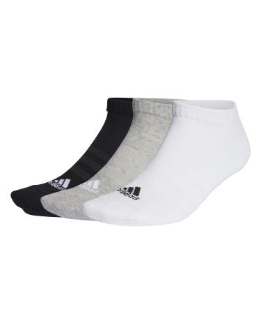 adidas Unisex Cushioned Low-cut Socks 3 Pairs Sneaker Socks M Medium Grey Heather/White/Black