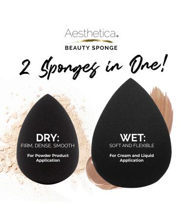 Aesthetica Cosmetics Beauty Sponge Blender - Latex-Free & Vegan Makeup Sponge for Powder, Cream, or Liquid - 1 Count - Buy Online on GoSupps.com