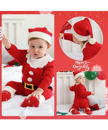 Forthcan Baby Christmas Knitted Sweater Romper Jumpsuit | Newborn Boys Girls Onesies 3-6 Months Red - Buy Online on GoSupps.com
