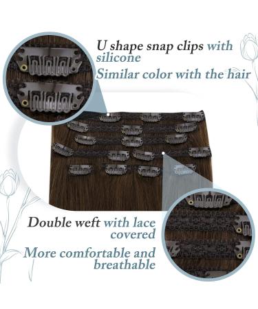 Runature 30cm Medium Brown Clip-in Real Hair Extensions - 7pcs 80g Remy Short Hair #4 - Buy Online on GoSupps.com