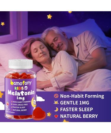 Bamofany Kids Melatonin 1mg Gummies Twin Pack (120 Count) 2x60 Strawberry Gummies, Safe Sleep Support for Ages 4+ with L-Theanine, Vegan, Sugar Free - Buy Online on GoSupps.com