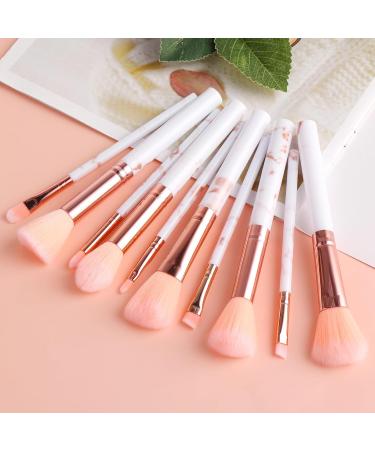 Shop WLLHYF 10-Piece Marble Makeup Brushes Set | Soft Pink Bristles for Eyeshadow Foundation & More - Professional Cosmetic Tools - Buy Online on GoSupps.com