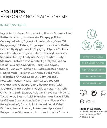 Cosphera Hyaluron night cream 100 vegan night care for wrinkles bags and circles around the eyes 30 ml face cream for women and men - Buy Online on GoSupps.com