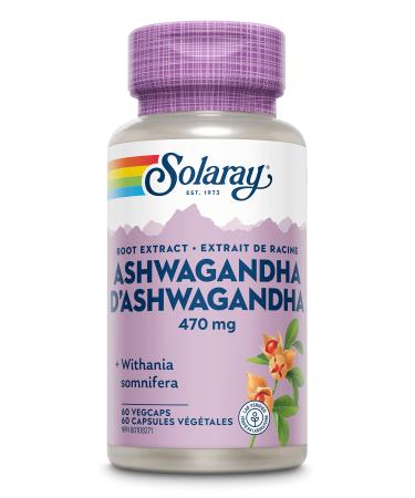SOLARAY Ashwagandha Root Extract 470mg |Occasional Mood & Stress Support | Withania Somnifera Dietary Supplement | Vegan Lab Verified | 60 Vegetarian Capsules