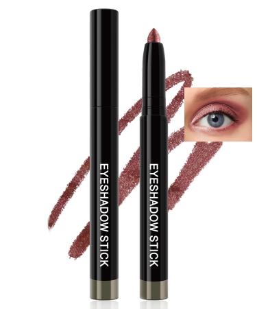 Cream Eyeshadow Stick Eyeliner Multi-Use Brightener Eyeshadow Pencil Waterproof Long Lasting Eye Shadow Stick Red Matte & Shimmer Finish Smooth Crease-proof Buildable Eyeshadow with Sharpener-04#