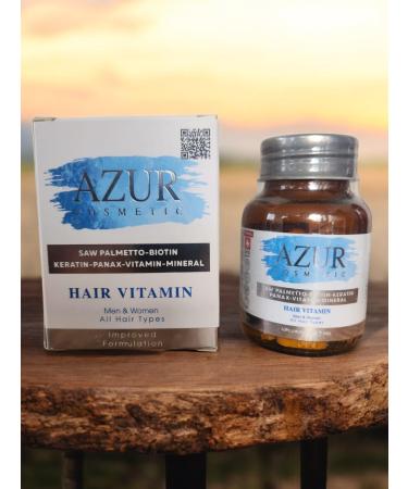 Azur Cosmetic Hair Growth Vitamins for Women & Men Supports Thicker Stronger Hair Biotin Collagen & Keratin Supplement for Healthy Hair Skin & Nails