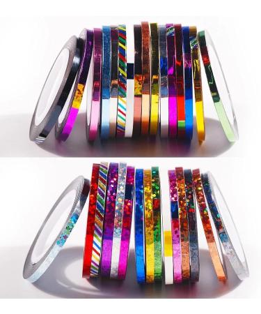 Glitter Nail Art Striping Tape Set - 5 Rolls, 3mm Width with Dispenser - DIY Self-Adhesive Foil for Nail Art Designs - Buy Online on GoSupps.com