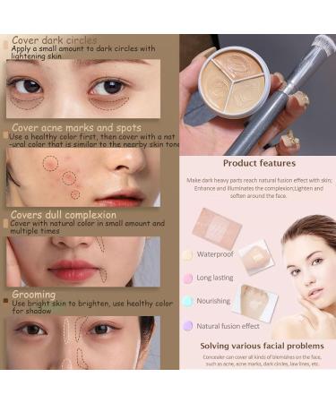 Tri-Color Concealer Palette of Covers 3 Steps To Face Sculpting Tricolor Concealer for Makeup Full Coverage Acne Marks Dark Circles(Size:2 count (Pack of 2)) - Buy Online on GoSupps.com