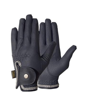 AK Riding Gloves for Competition and Dress with Crystal Diamond Horse Riding Gloves AKRS-6366 XL Navy Blue