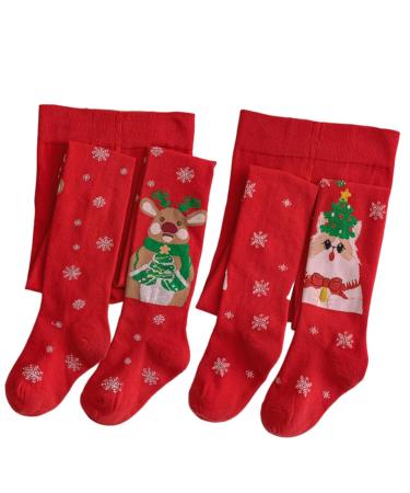 Silkglory Christmas Baby Girl Tights 2PCS Tights for Girls With Christmas Element Print Pattern Decorations Leggings Stockings Cotton Pantyhose for Newborn Infant Toddler Red 2-12 Years 10-12 Years Red2 - Buy Online on GoSupps.com