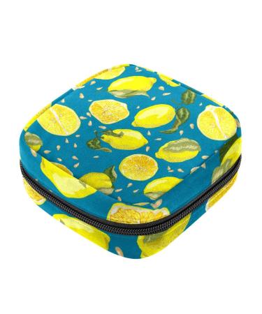 Menstrual Bag with Zipper for Women Girls (Lemon Fruits and Leaves)