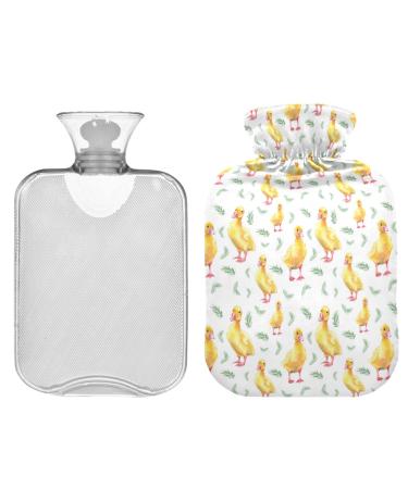 Zzxx Duck Grass hot water bottle with fleece train 1 liter PVC heat bag for neck shoulder pain hand's feet warmer and heating press and cold therapy