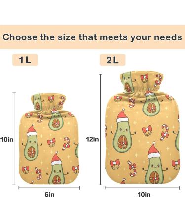 NAANLE Avocado Christmas Hot Water Bottle - 2L Large Transparent Bottle for Heat & Cold Therapy Santa Claus Hat Design for Pain Relief - Buy Online on GoSupps.com