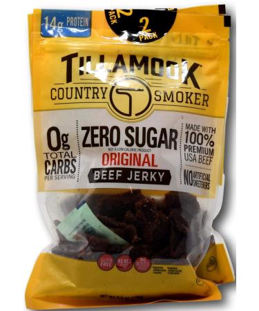 TillaMook Original Beef Jerky Country Smoker Zero Sugar 14 GR Protein Zero Carb Gluten Free No MSG (12 OZ ( 2 pack of 6 OZ)) 6 Ounce (Pack of 2)