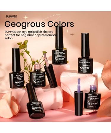 SUPWEE Magnetic Gel Nail Polish 9D Cat Eye Gel Polish Set 12 Colors Holographic Glitter Cateye Nail Gel Polish with Magnet Soak Off UV Gel Nail Art Manicure Salon 147 - Buy Online on GoSupps.com