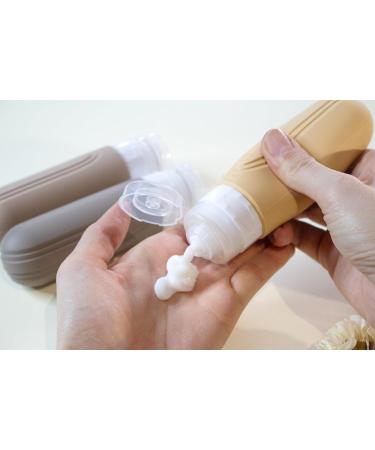 Essential Sphere Silicone Travel Bottles Set - 4x90ml BPA-Free Refillable with Transparent Bag - Perfect for Hand Luggage - Brown Tones - Buy Online on GoSupps.com
